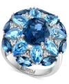 Effy Collection Effy Multi-topaz Flower Cluster Ring (11-1/4 Ct. T.w.) In Sterling Silver In Sterling Silver