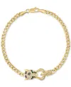 Effy Collection Effy Multicolor Diamond (1/2 Ct. T.w.) & Emerald (1/20 Ct. T.w.) Panther Head Link Bracelet In 14k G In Yellow Gol