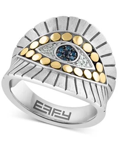 Effy Collection Effy Multicolor Diamond Evil Eye Ring (1/10 Ct. T.w.) In Sterling Silver & 18k Gold-plate