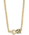 Effy Collection Effy Multicolor Diamond (x Ct. T.w.) & Emerald (1/20 Ct. T.w.) Panther Head 17" Statement Necklace In Yellow Gol