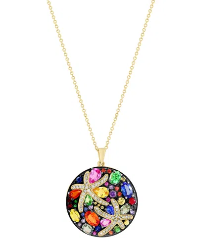 Effy Collection Effy Multicolor Sapphire (5-3/8 Ct. T.w.) And Diamond (1/4 Ct. T.w.) Starfish 18" Pendant Necklace I