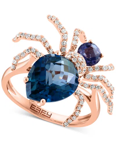 Effy Collection Effy Multi-gemstone (4-5/8 Ct. T.w.) & Diamond (1/3 Ct. T.w.) Spider Ring In 14k Rose Gold
