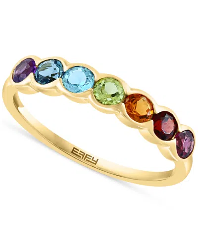 Effy Collection Effy Multi-gemstone Scalloped Band (7/8 Ct. T.w.) In 14k Gold-plated Sterling Silver In 14k Yellow