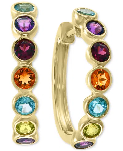 Effy Collection Effy Multi-gemstone Small Hoop Earrings (1-3/4 Ct. T.w.) In 14k Gold-plated Sterling Silver, 0.83" In 14k Yellow