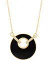 Effy Collection Effy Onyx (19mm) & Diamond (1/20 Ct. T.w.) Pendant Necklace In 14k Yellow Gold, 16" + 2" Extender In Black