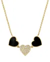 Effy Collection Effy Onyx & Diamond (1/10 Ct. T.w.) Heart Collar Necklace In 14k Gold, 18" + 1" Extender In Onyx
