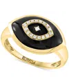 Effy Collection Effy Onyx & Diamond (1/20 Ct. T.w.) Evil Eye Statement Ring In 14k Gold In Yellow Gol
