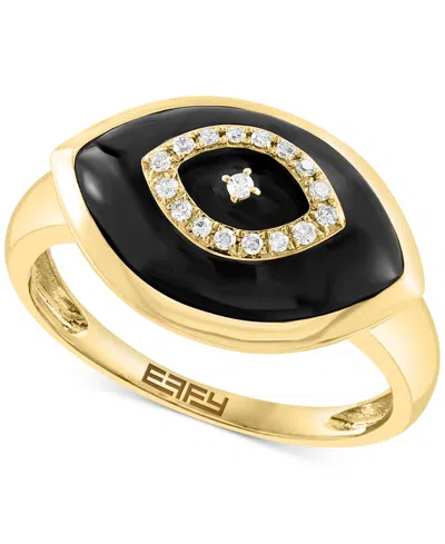 Effy Collection Effy Onyx & Diamond (1/20 Ct. T.w.) Evil Eye Statement Ring In 14k Gold In Yellow Gol