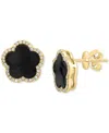 EFFY COLLECTION EFFY ONYX & DIAMOND (1/5 CT. T.W.) FLOWER HALO STUD EARRINGS IN 14K GOLD