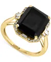 Effy Collection Effy Onyx & Diamond (1/5 Ct. T.w.) Halo Ring In 14k Gold In Gold