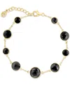 Effy Collection Effy Onyx Bezel-set Graduated Station Link Bracelet In 14k Gold In Yellow Gold
