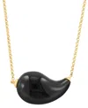Effy Collection Effy Onyx Fancy Shape Swoop Choker Pendant Necklace In 14k Gold, 14" + 2" Extender In Onyx