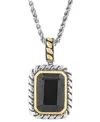 Effy Collection Effy Onyx Rope-framed 18" Pendant Necklace In Sterling Silver & 14k Gold-plate In Onyx
