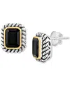 Effy Collection Effy Onyx Rope-framed Stud Earrings In Sterling Silver & 14k Gold-plate In Onyx