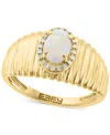 Effy Collection Effy Opal (1/2 Ct. T.w.) & Diamond (1/20 Ct. T.w.) Halo Ridge Ring In 14k Gold In Opal