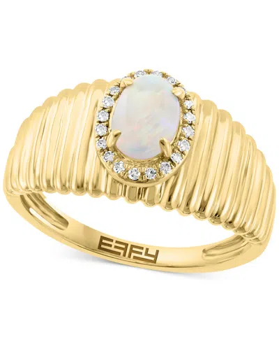 Effy Collection Effy Opal (1/2 Ct. T.w.) & Diamond (1/20 Ct. T.w.) Halo Ridge Ring In 14k Gold