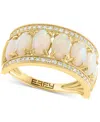 Effy Collection Effy Opal (2 Ct. T.w.) & Diamond (1/5 Ct. T.w.) Oval Channel Ring In 14k Gold In Multi