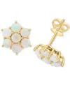 Effy Collection Effy Opal Flower Cluster Stud Earrings (1-3/8 Ct. T.w.) In 14k Gold In Yellow Gol