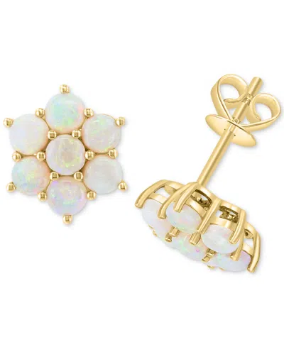 Effy Collection Effy Opal Flower Cluster Stud Earrings (1-3/8 Ct. T.w.) In 14k Gold In Yellow Gol