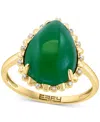 Effy Collection Effy Pear-shape Dyed Jade (6-1/2 Ct. T.w.) & Diamond (1/20 Ct. T.w.) Statement Ring In 14k Yellow Go In Jade