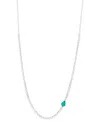 Effy Collection Effy Pear-shape Lab Grown Emerald (1/2 Ct. T.w.) & Lab Grown Diamond (3 Ct. T.w.) 18" Tennis Necklac In Emerald