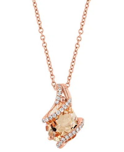 Effy Collection Effy Pear-shape Morganite (1-3/4 Ct. T.w.) & Diamond (1/10 Ct. T.w.) 18" Pendant Necklace In 14k Ros