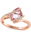 Effy Collection Effy Pear-shape Morganite (1-3/4 Ct. T.w.) & Diamond (1/8 Ct. T.w.) Statement Ring In 14k Rose Gold In Morganite