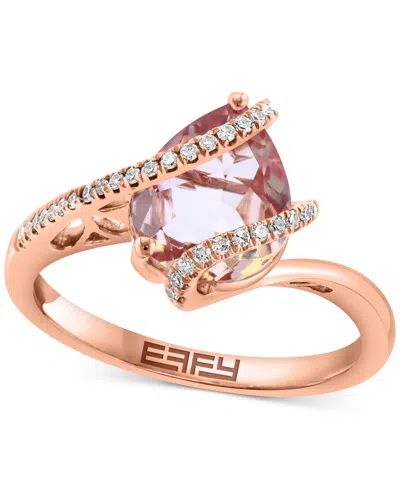 Effy Collection Effy Pear-shape Morganite (1-3/4 Ct. T.w.) & Diamond (1/8 Ct. T.w.) Statement Ring In 14k Rose Gold