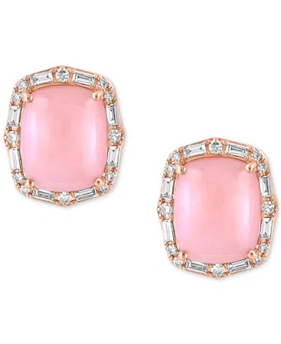 Effy Collection Effy Pink Opal (3-1/2 Ct. T.w.) & Diamond (1/4 Ct. T.w.) Stud Earrings In 14k Rose Gold