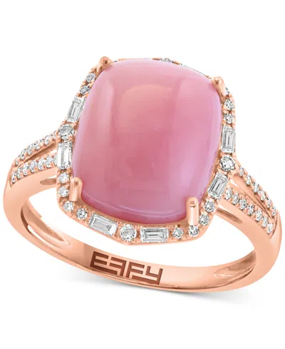 Effy Collection Effy Pink Opal (4-1/2 Ct. T.w.) & Diamond (1/4 Ct. T.w.) Statement Ring In 14k Rose Gold