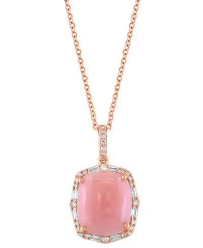 Effy Collection Effy Pink Opal (4-1/2 Ct. T.w.) & Diamond (1/5 Ct. T.w.) 18" Pendant Necklace In 14k Rose Gold