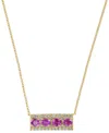 Effy Collection Effy Pink Sapphire (1-1/2 Ct. T.w.), White Sapphire (1/20 Ct.t.w.) & Diamond (1/3 Ct. T.w.) Bar 18" In Pink Sapphire