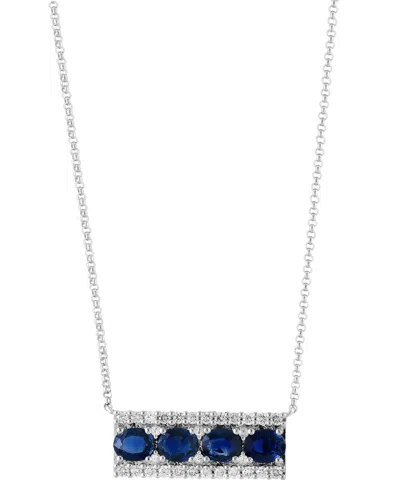 Effy Collection Effy Pink Sapphire (1-1/2 Ct. T.w.), White Sapphire (1/20 Ct.t.w.) & Diamond (1/3 Ct. T.w.) Bar 18" In White Gold