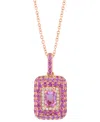 Effy Collection Effy Pink Sapphire (1-7/8 Ct. T.w.) & Diamond (1/10 Ct. T.w.) Octagon Halo 18" Pendant Necklace In 1 In Pink