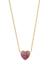 EFFY COLLECTION EFFY PINK SAPPHIRE (1/3 CT. T.W.) & RUBY (3/8 CT. T.W.) HEART OMBRE CLUSTER PENDANT NECKLACE IN 14K 