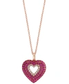 EFFY COLLECTION EFFY PINK SAPPHIRE (1/5 CT. T.W.), RUBY (3/8 CT. T.W.) & DIAMOND (1/10 CT. T.W.) HEART 18" PENDANT N