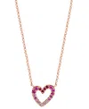 Effy Collection Effy Pink Sapphire (1/6 Ct. T.w) & Ruby (1/20 Ct. T.w.) Ombre Heart 17-3/4" Pendant Necklace In 14k  In Pink