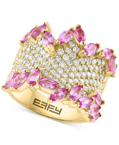 Effy Collection Effy Pink Sapphire (3-1/4 Ct. T.w.) & Diamond (1-3/8 Ct. T.w.) Pave Statement Ring In 14k Gold