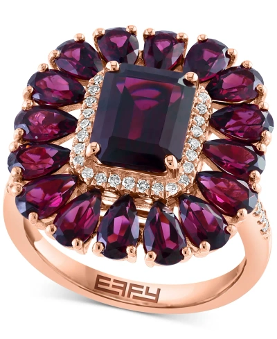 Effy Collection Effy Rhodolite (7-1/10 Ct. T.w.) & Diamond (1/6 Ct. T.w.) Halo Ring In 14k Rose Gold
