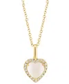 Effy Collection Effy Rose Quartz (1-5/8 Ct. T.w.) & Diamond (1/10 Ct. T.w.) Heart Halo 18" Pendant In 14k Gold In Rose Gold