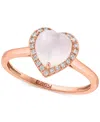 EFFY COLLECTION EFFY ROSE QUARTZ (1-5/8 CT. T.W.) & DIAMOND (1/10 CT. T.W.) HEART HALO RING IN 14K ROSE GOLD