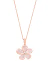 Effy Collection Effy Rose Quartz (5-3/8 Ct. T.w.) & Diamond (1/20 Ct. T.w.) 18" Flower Pendant Necklace In 14k Rose  In Gold