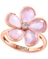 Effy Collection Effy Rose Quartz (5-3/8 Ct. T.w.) & Diamond (1/20 Ct. T.w.) Flower Ring In 14k Rose Gold In Gold