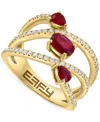 Effy Collection Effy Ruby (1-1/20 Ct. T.w.) & Diamond (3/8 Ct. T.w.) Open Crossover Statement Ring In 14k Gold In Ruby