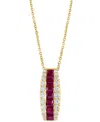Effy Collection Effy Ruby (1-1/5 Ct. T.w.) & Diamond (1/2 Ct. T.w.) Vertical 18" Pendant Necklace In 14k Gold In Ruby