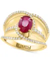 Effy Collection Effy Ruby (1-1/5 Ct. T.w.) & Diamond (3/8 Ct. T.w.) Crossover Statement Ring In 14k Gold In Ruby