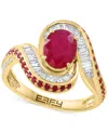 Effy Collection Effy Ruby (1-3/4 Ct. T.w.) & Diamond (3/8 Ct. T.w.) Statement Ring In 14k Yellow Gold In Red