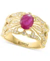 Effy Collection Effy Ruby (1-3/8 Ct. T.w.) & Diamond (1/3 Ct. T.w.) Openwork Statement Ring In 14k Gold In Red