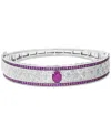 Effy Collection Effy Ruby (1-7/8 Ct. T.w.) & Diamond (1 Ct. T.w.) Filigree Bangle Bracelet In Sterling Silver In Ruby