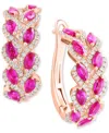 Effy Collection Effy Ruby (1-7/8 Ct. T.w.) & Diamond (5/8 Ct. T.w.) Hoop Earrings In 14k Rose Gold In Ruby